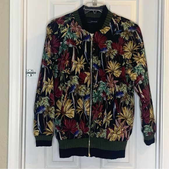 ZARA Tropical Hawaiian Bomber Jacket Size XS - Picture 3 of 13